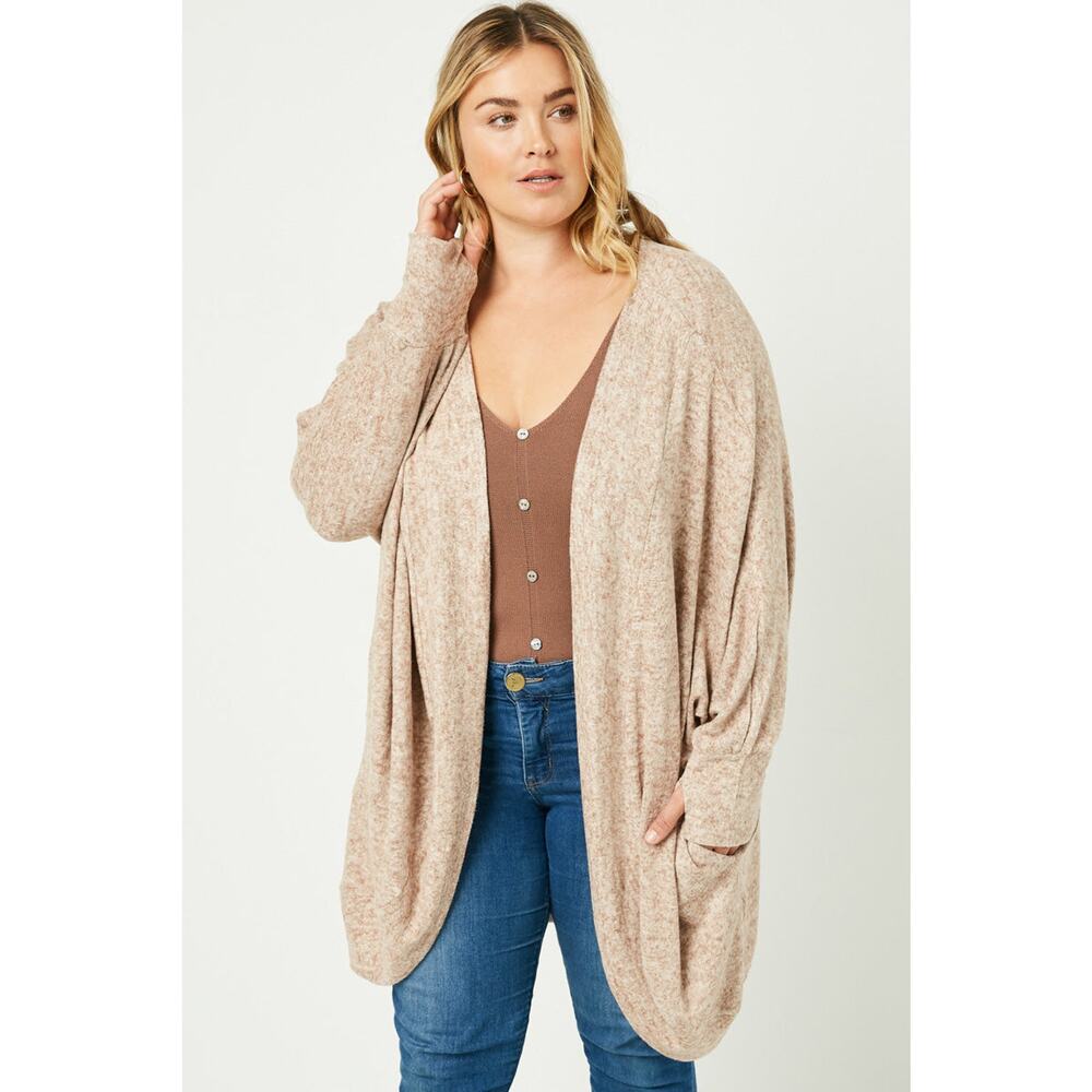 HAYDEN Autumn Plus Cozy Tan Open Cardigan Cover with Dolman Sleeves 2XL - Picture 2 of 4